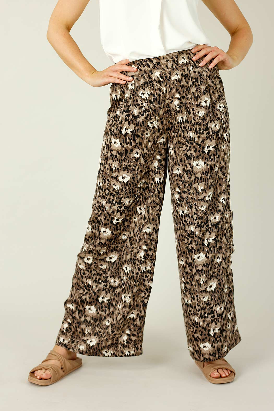 Brown Animal Print Pocket Culotte
