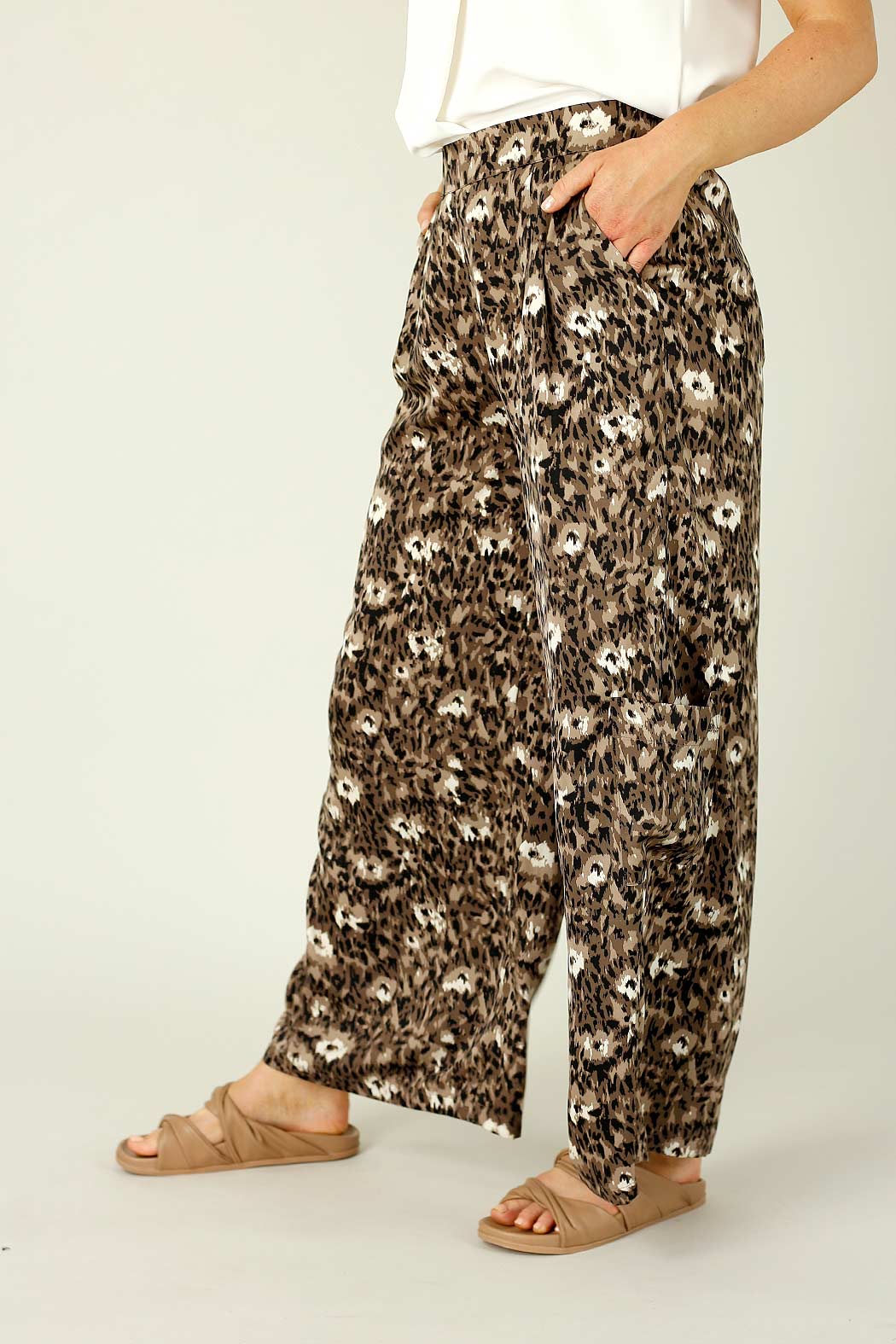 Brown Animal Print Pocket Culotte