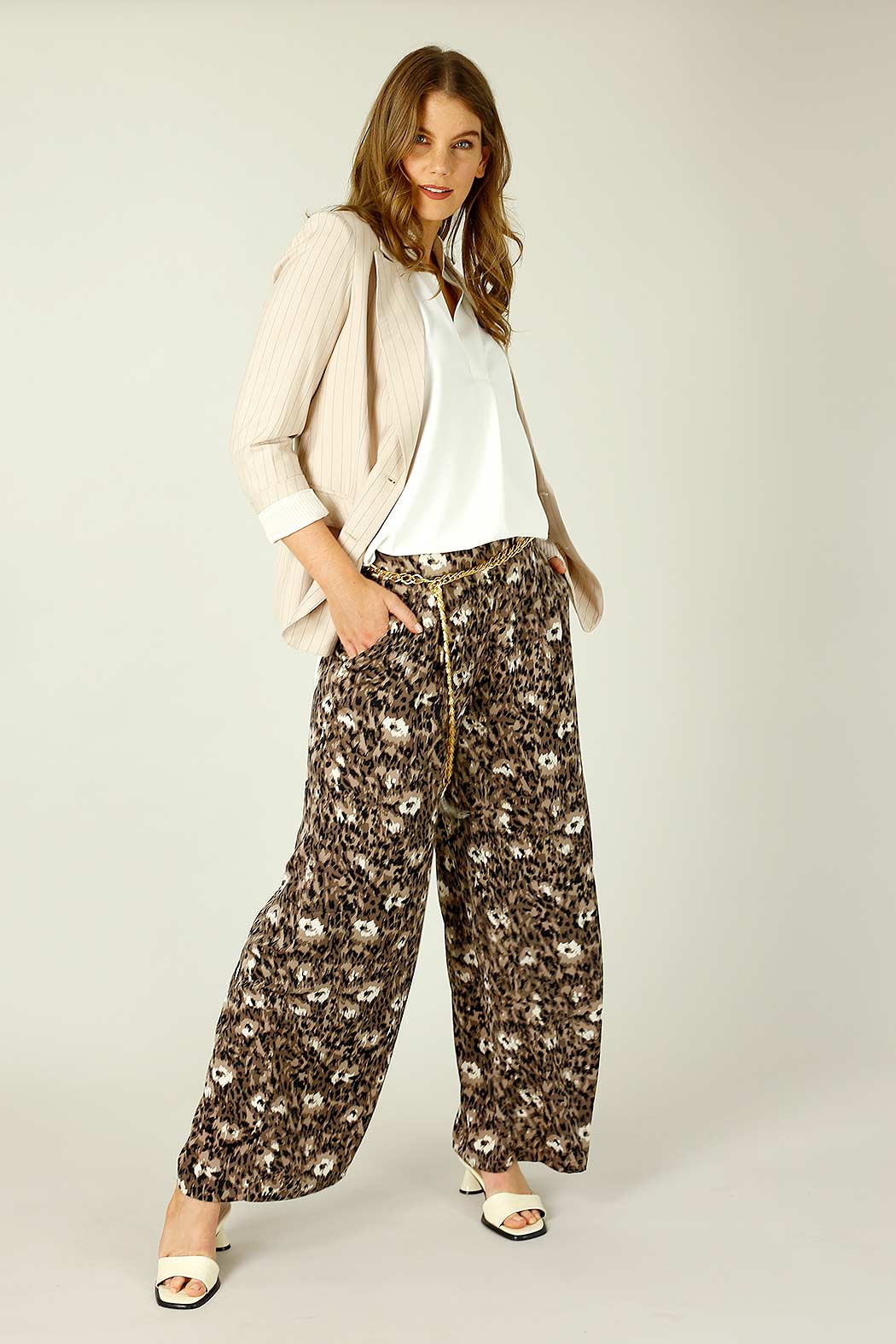 Brown Animal Print Pocket Culotte