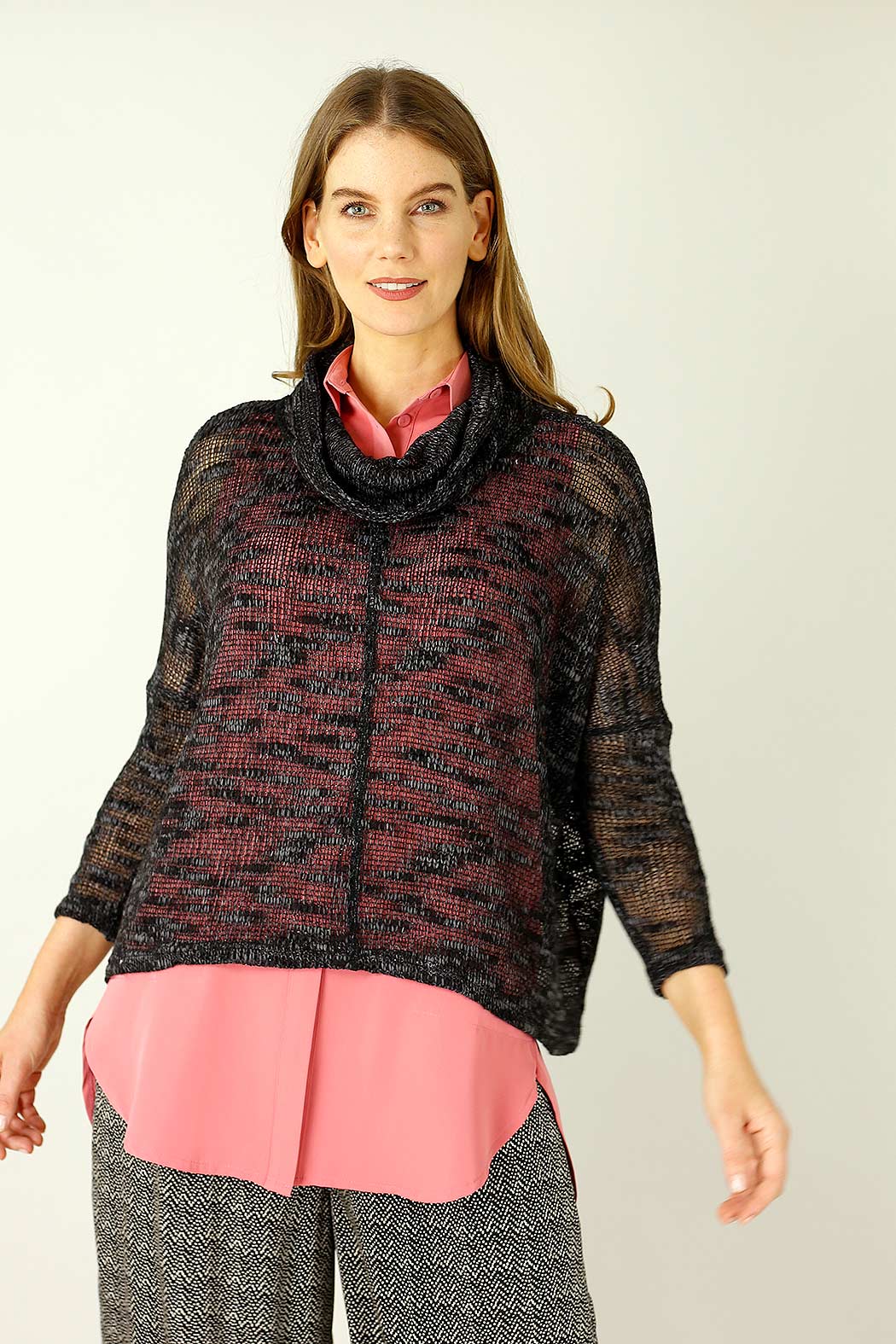 Black Distressed Cowl Overtop -SALE