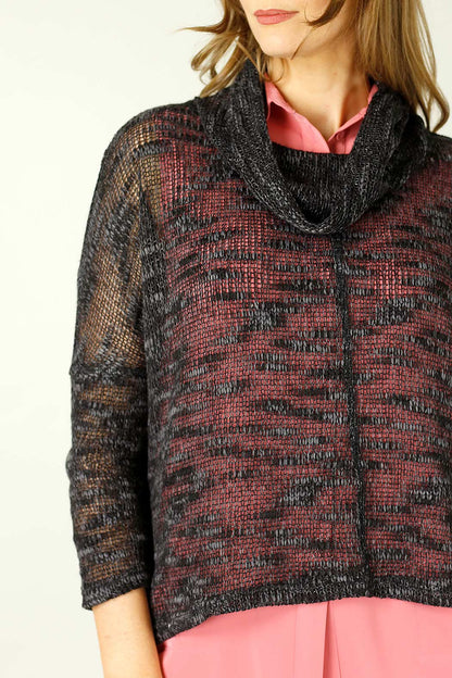 Black Distressed Cowl Overtop -SALE
