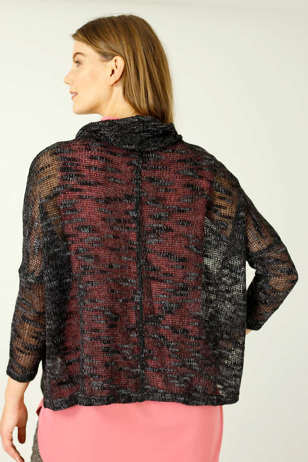 Black Distressed Cowl Overtop -SALE