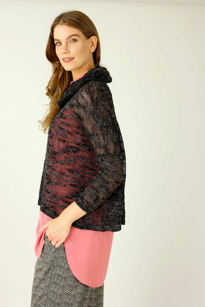Black Distressed Cowl Overtop -SALE