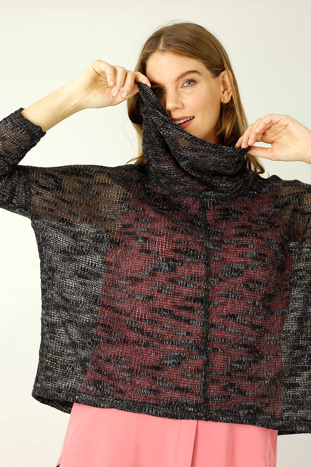 Black Distressed Cowl Overtop -SALE