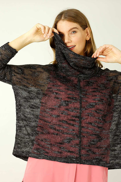 Black Distressed Cowl Overtop -SALE