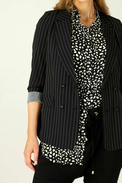 Black Pinstripe Casablanca Blazer - SALE