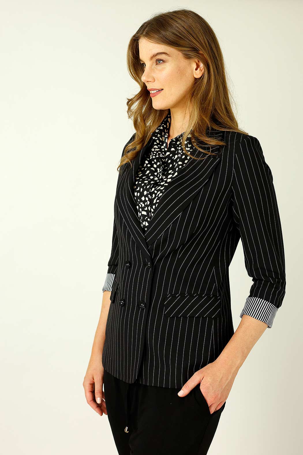 Black Pinstripe Casablanca Blazer - SALE