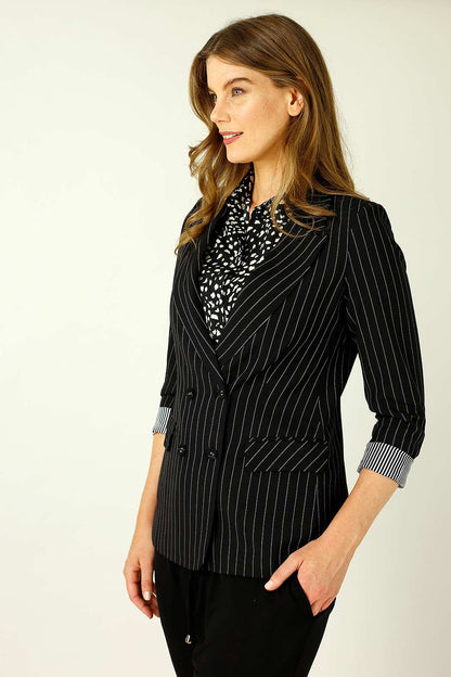Black Pinstripe Casablanca Blazer - SALE