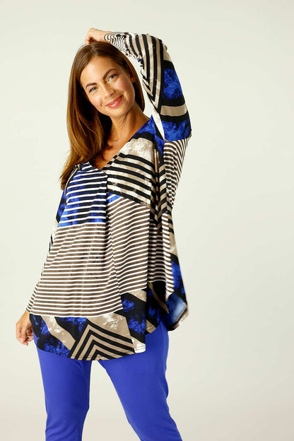 Blue Brown Jersey Codi Top - SALE