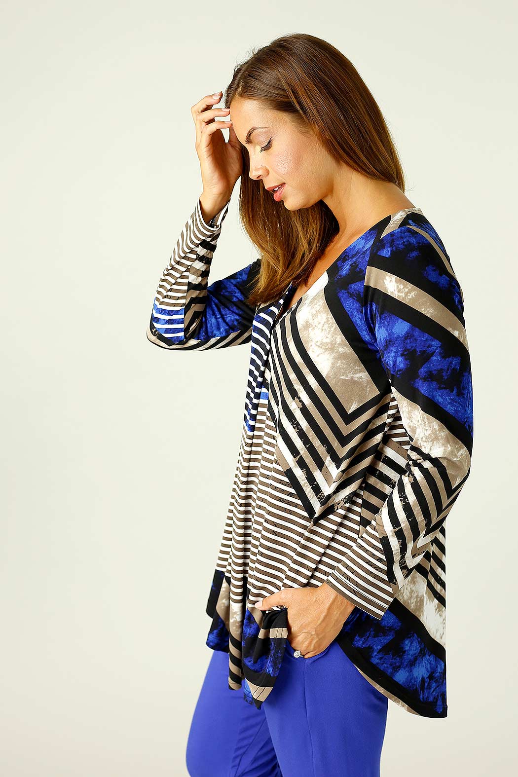 Blue Brown Jersey Codi Top - SALE