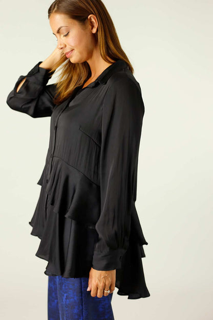 Black Silky Paris Shirt - SALE