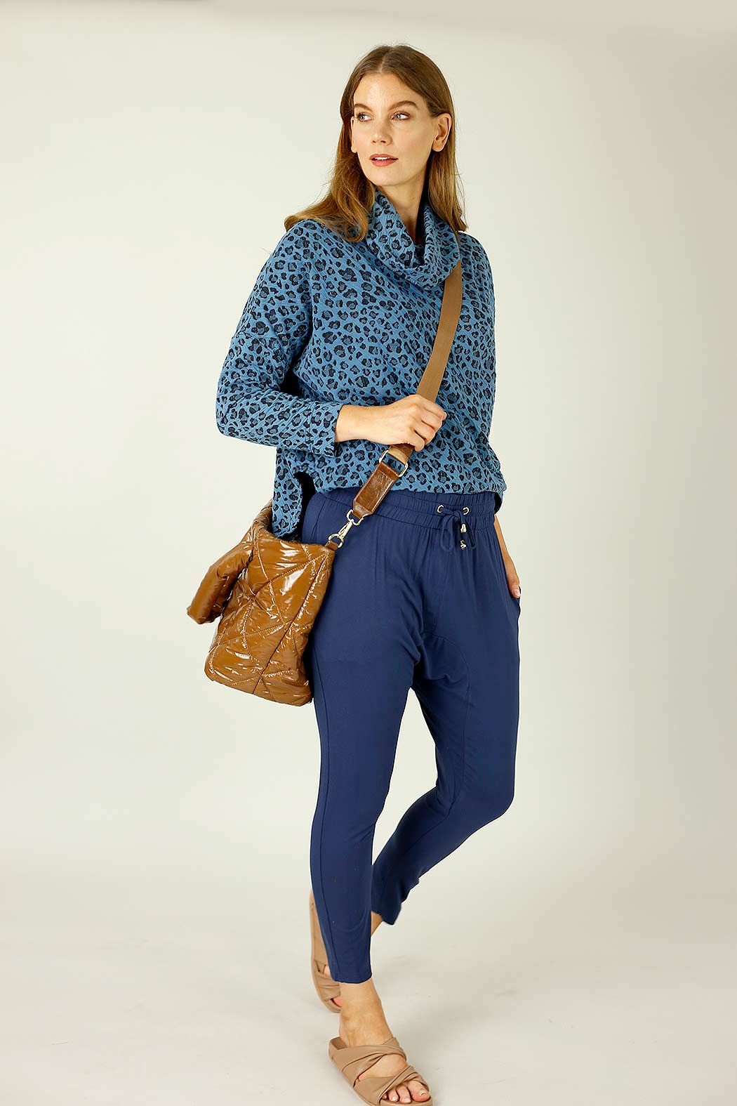 Blue Animal Jacquard Turtleneck - SALE