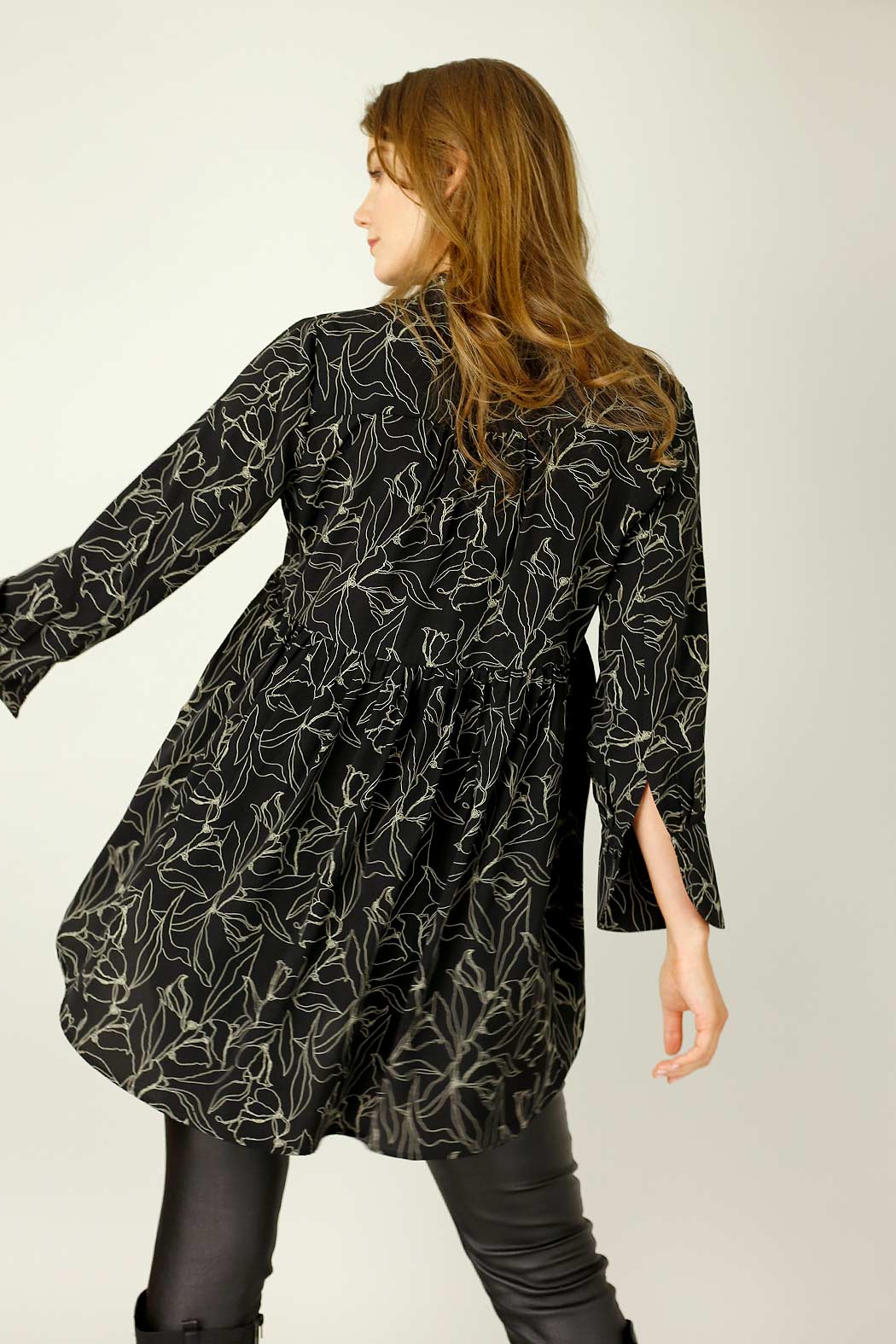 Black Floral Nano Babydoll Shirt - SALE