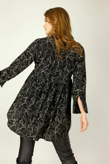 Black Floral Nano Babydoll Shirt - SALE