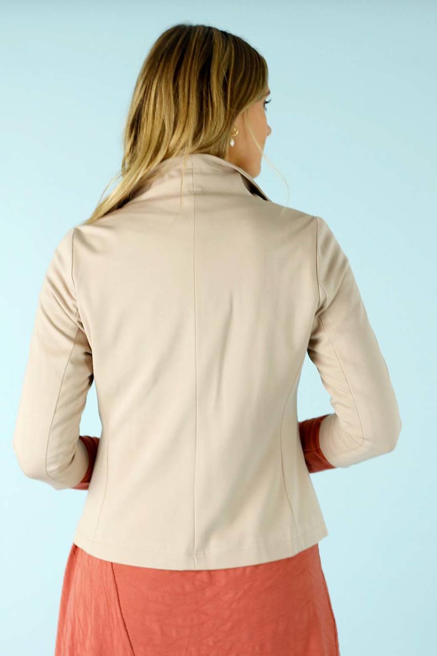 Beige Ponte Aviator Jacket - FINAL SALE