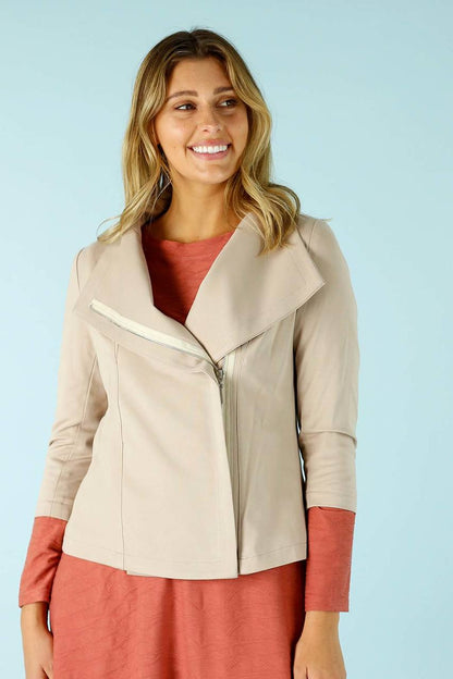 Beige Ponte Aviator Jacket - FINAL SALE