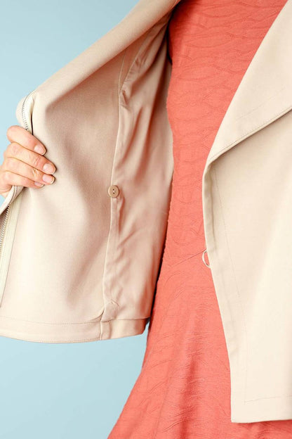 Beige Ponte Aviator Jacket - FINAL SALE
