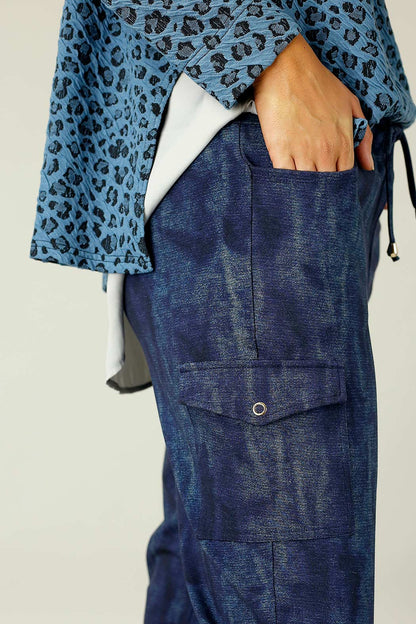Blue Denim Ponte Cargo Jogger