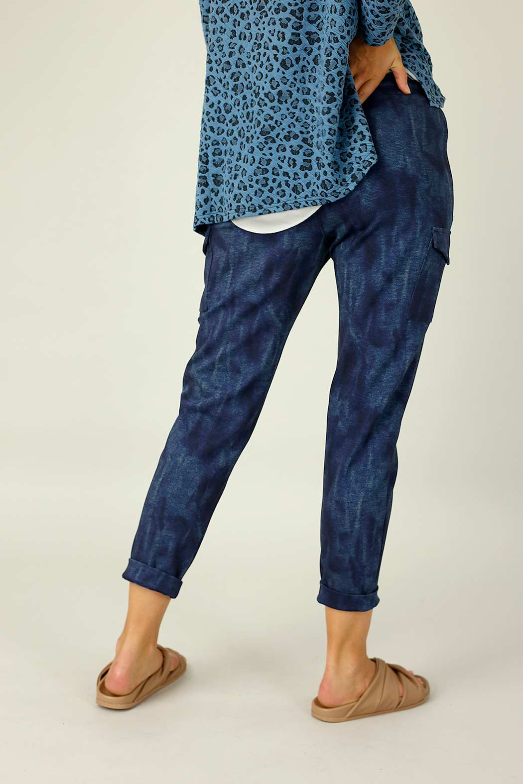 Blue Denim Ponte Cargo Jogger