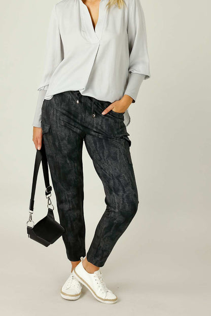 Black Denim Ponte Cargo Jogger - SALE