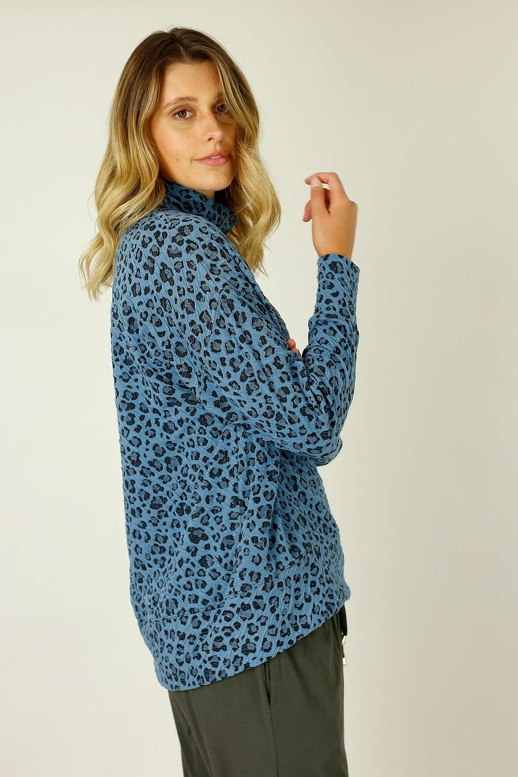 Blue Animal Jacquard Jumper