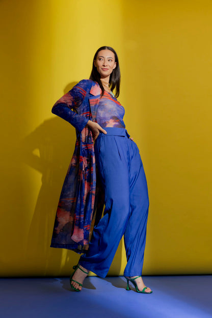 Blue Mesh Trench Coat
