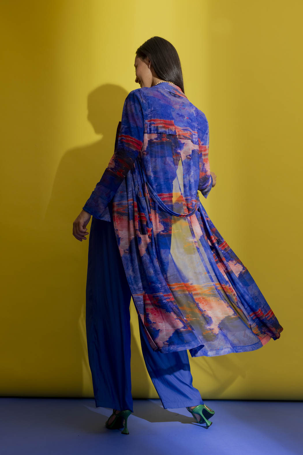 Blue Mesh Trench Coat