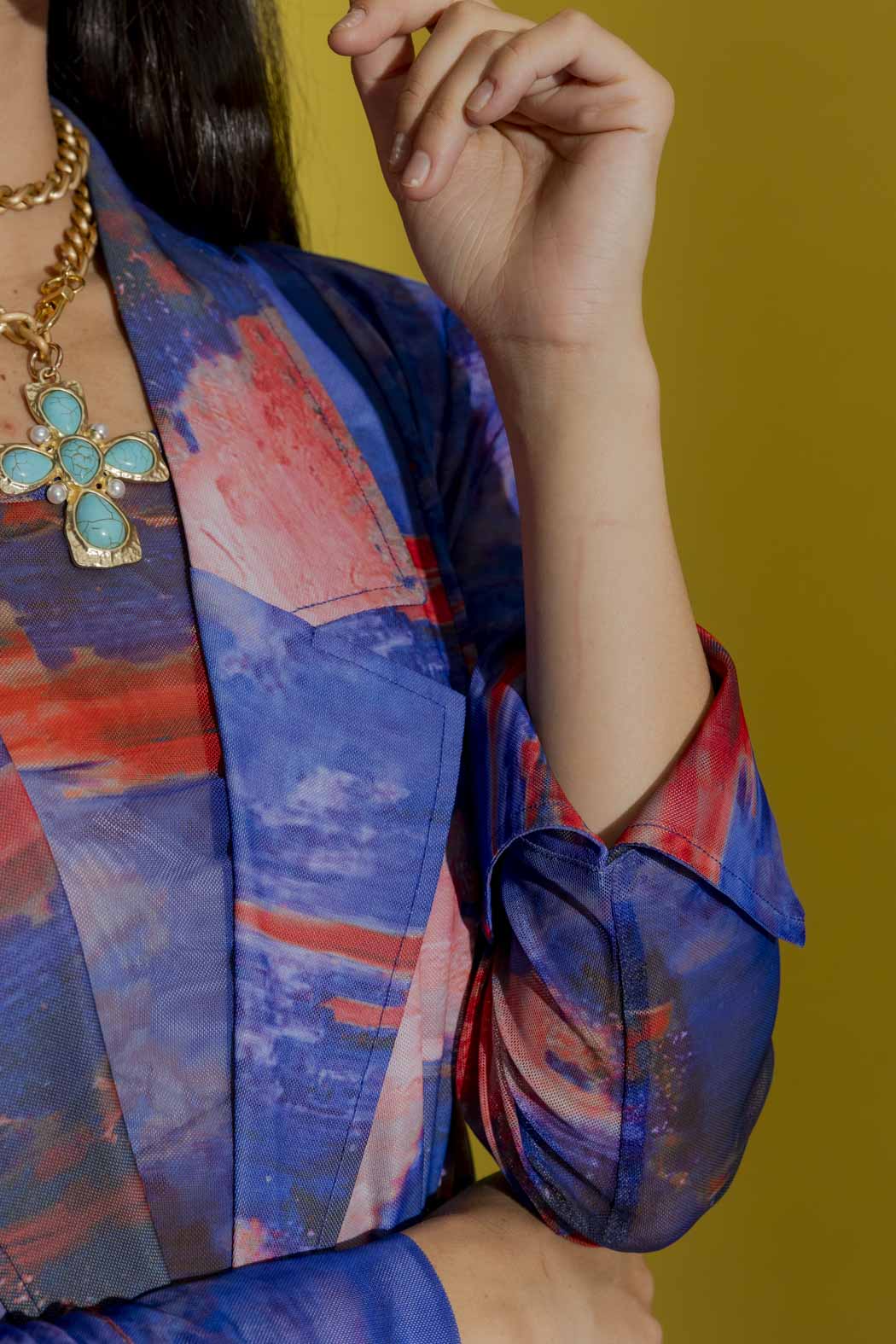 Blue Mesh Trench Coat