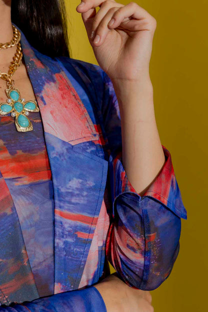 Blue Mesh Trench Coat