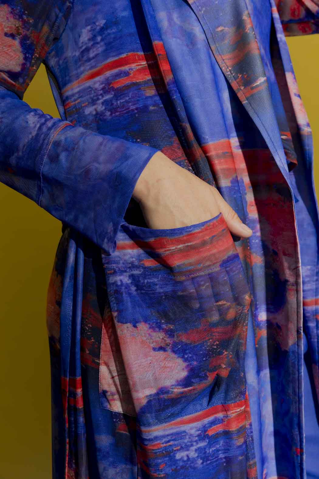 Blue Mesh Trench Coat