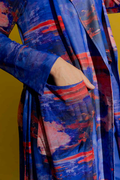 Blue Mesh Trench Coat