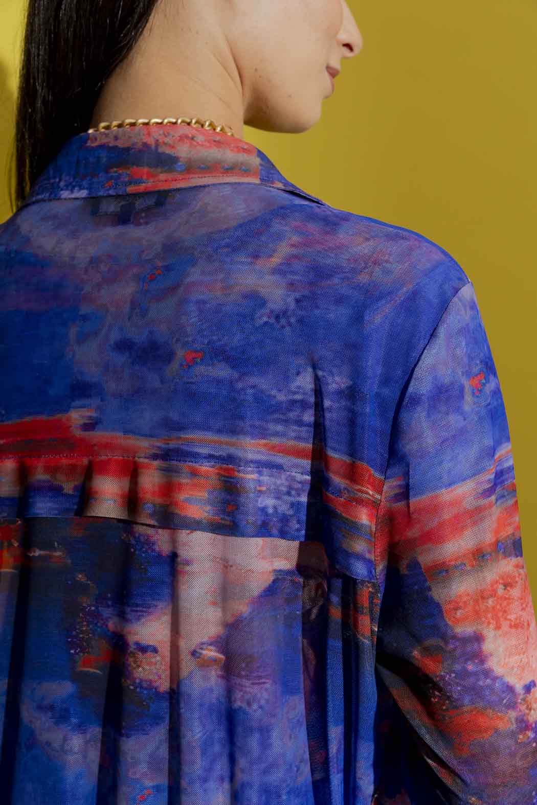 Blue Mesh Trench Coat