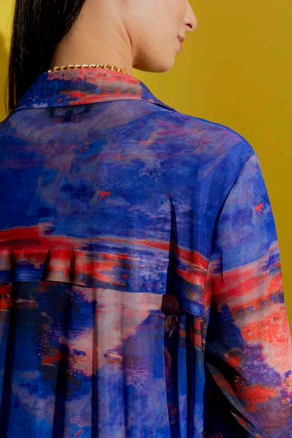 Blue Mesh Trench Coat