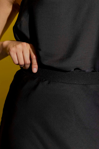 Black Silky Bias Skirt