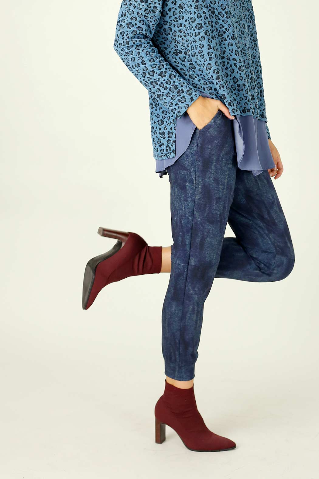 Blue Denim Ponte Stitch Jogger