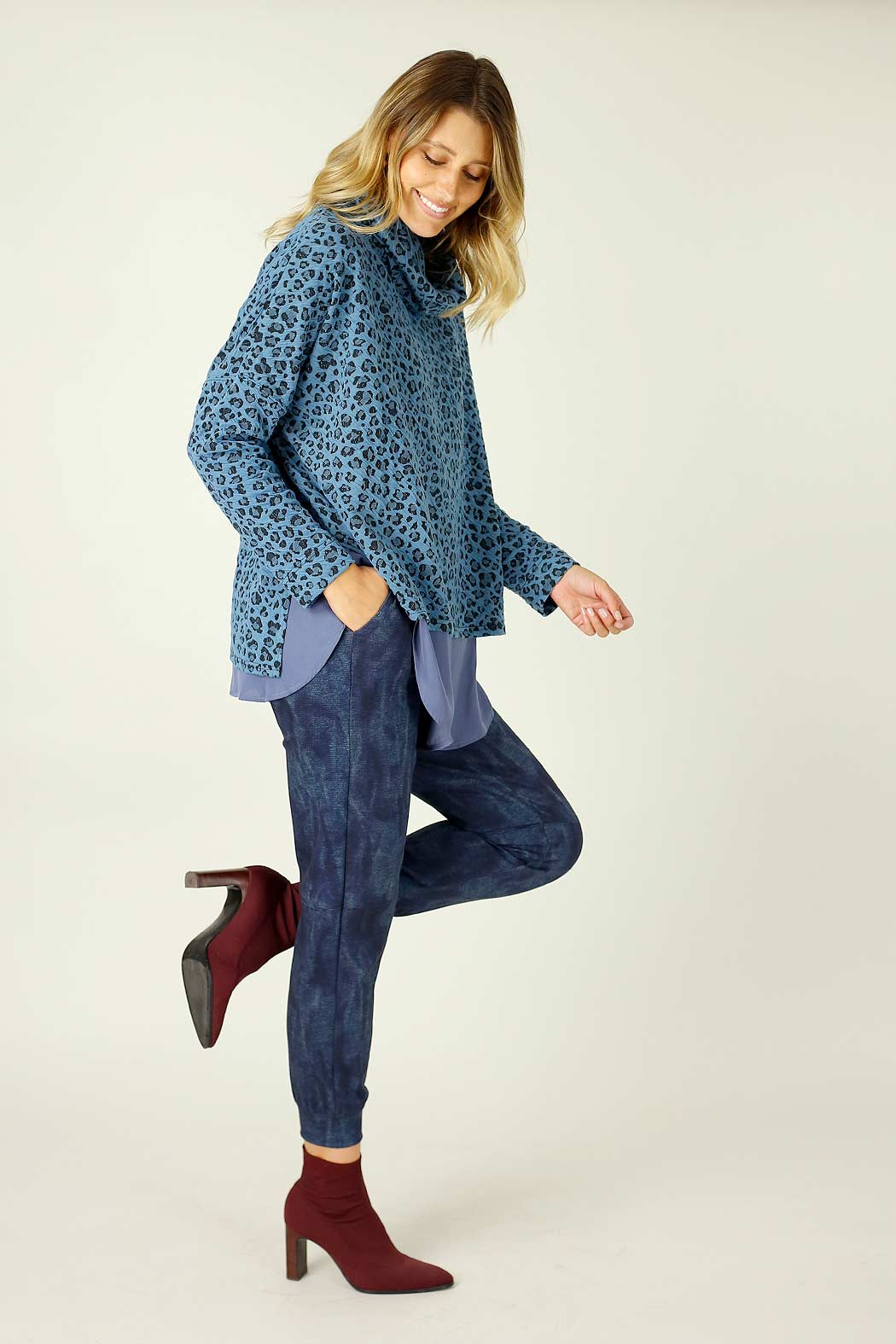 Blue Denim Ponte Stitch Jogger