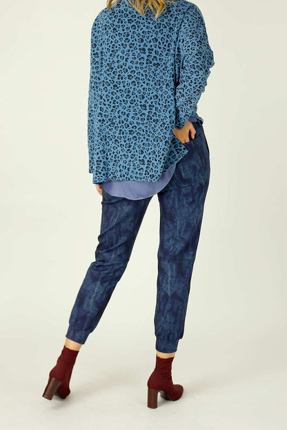 Blue Denim Ponte Stitch Jogger