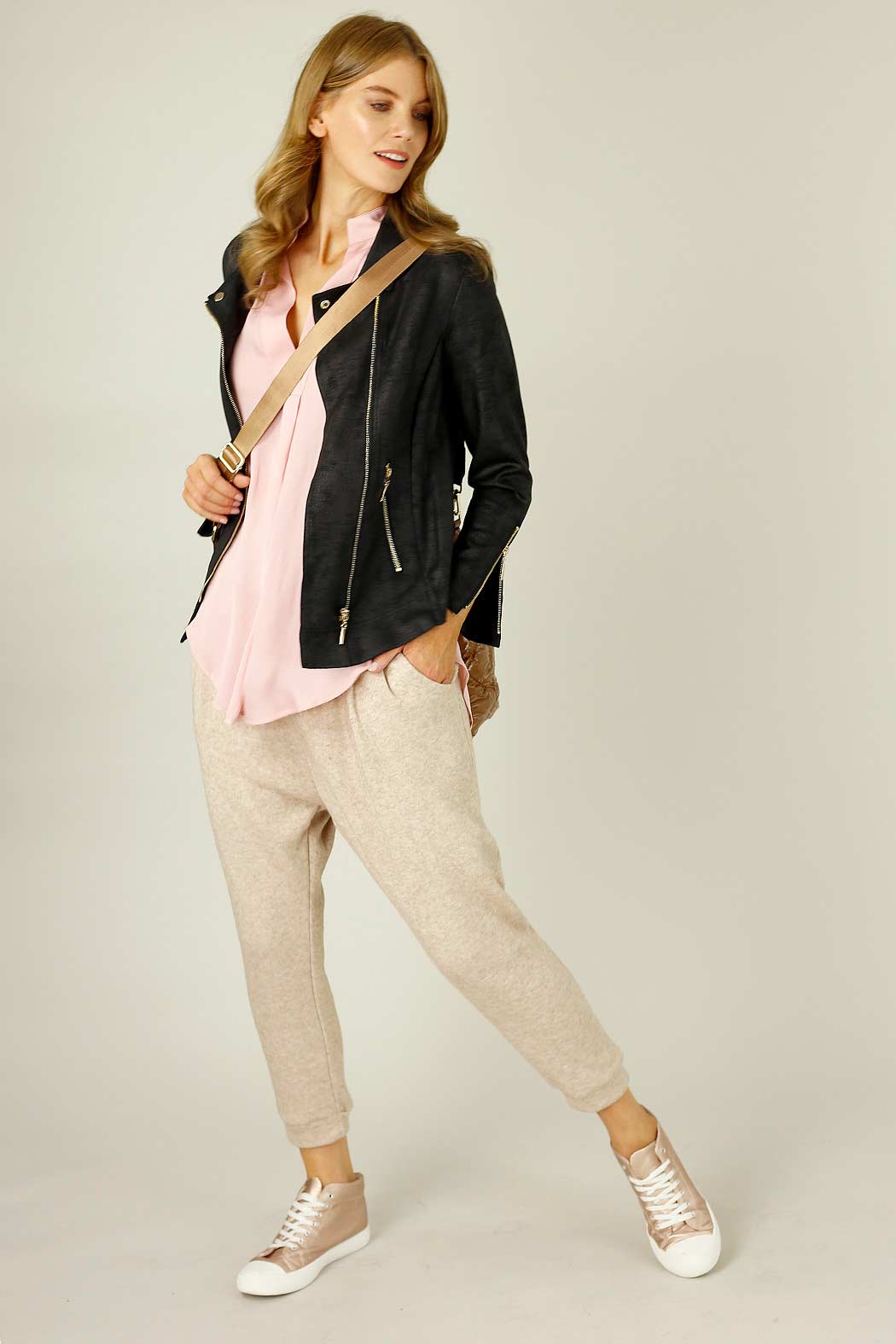 Beige Lux Slouch Pant