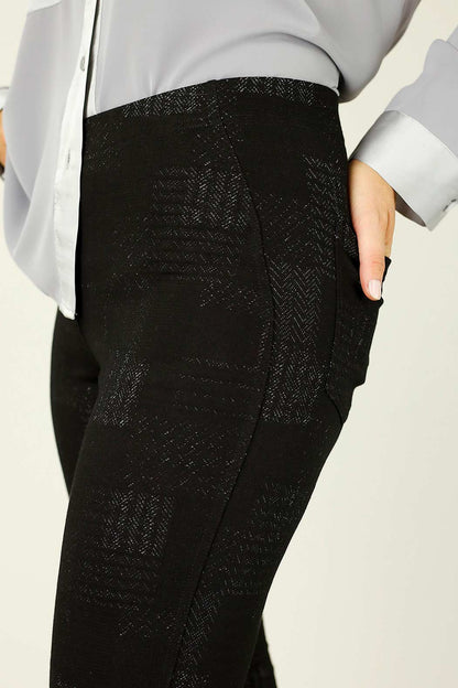 Black Jacquard Ponte Panel Pant - SALE