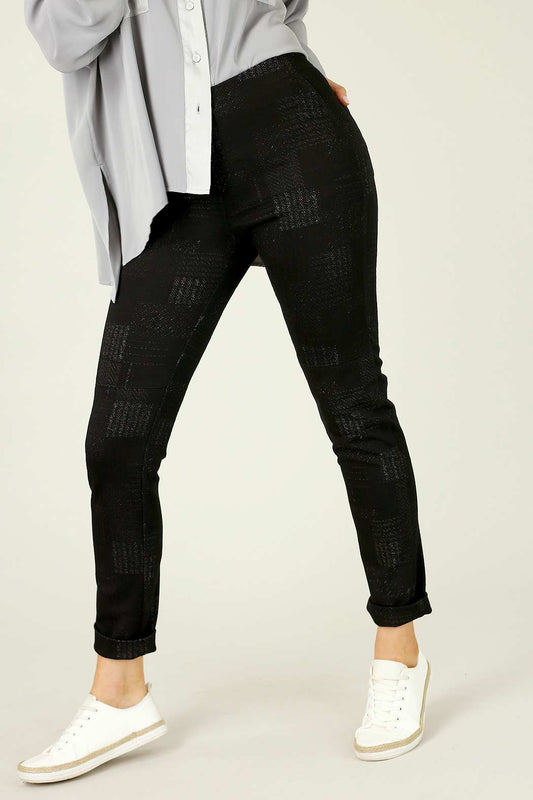 Black Jacquard Ponte Panel Pant - SALE