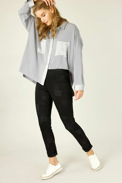 Black Jacquard Ponte Panel Pant - SALE