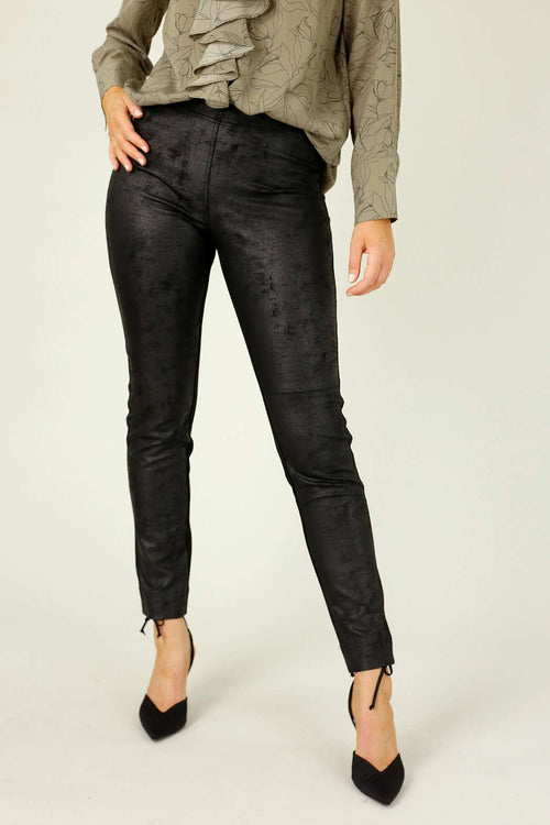 Black Leatherette Panel Pant - FINAL SALE