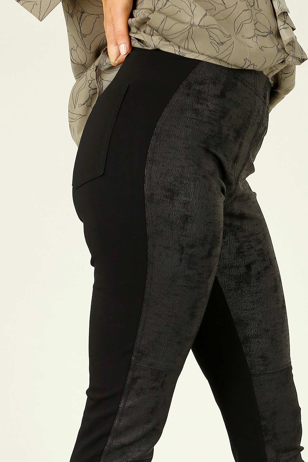 Black Leatherette Panel Pant - FINAL SALE