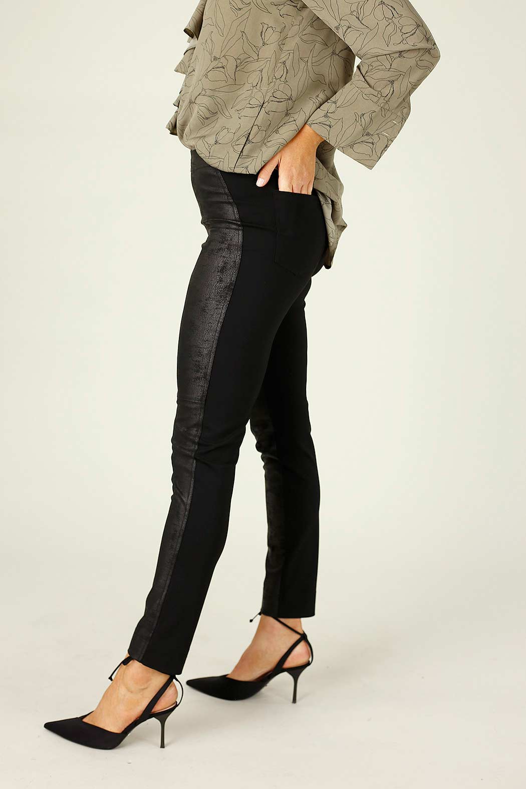 Black Leatherette Panel Pant - FINAL SALE