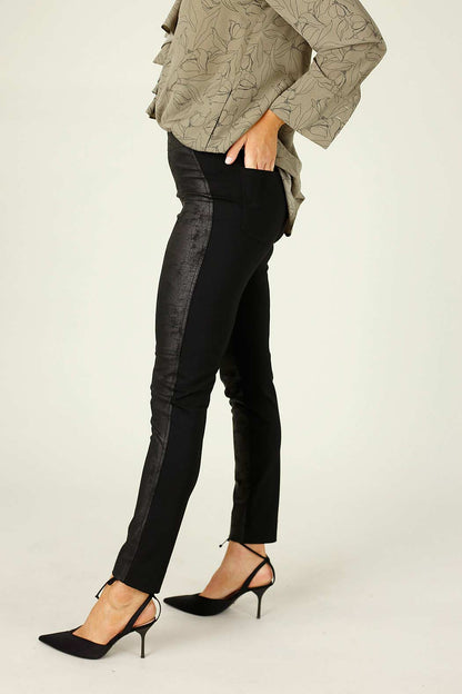 Black Leatherette Panel Pant - FINAL SALE