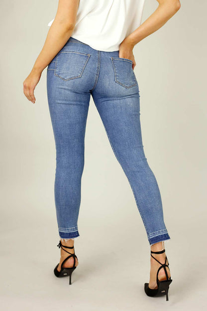 Chambray Raw Hem Booty Lift Jean - FINAL SALE