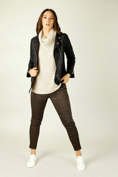 Bronze Check Bengaline Pintuck Jean