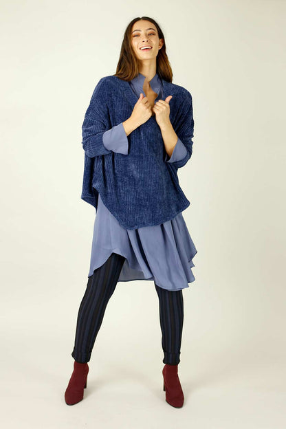 Blue Velour Vee Jumper - SALE