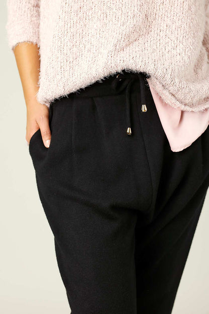 Black Lux Drawstring Slouch Pant - FINAL SALE