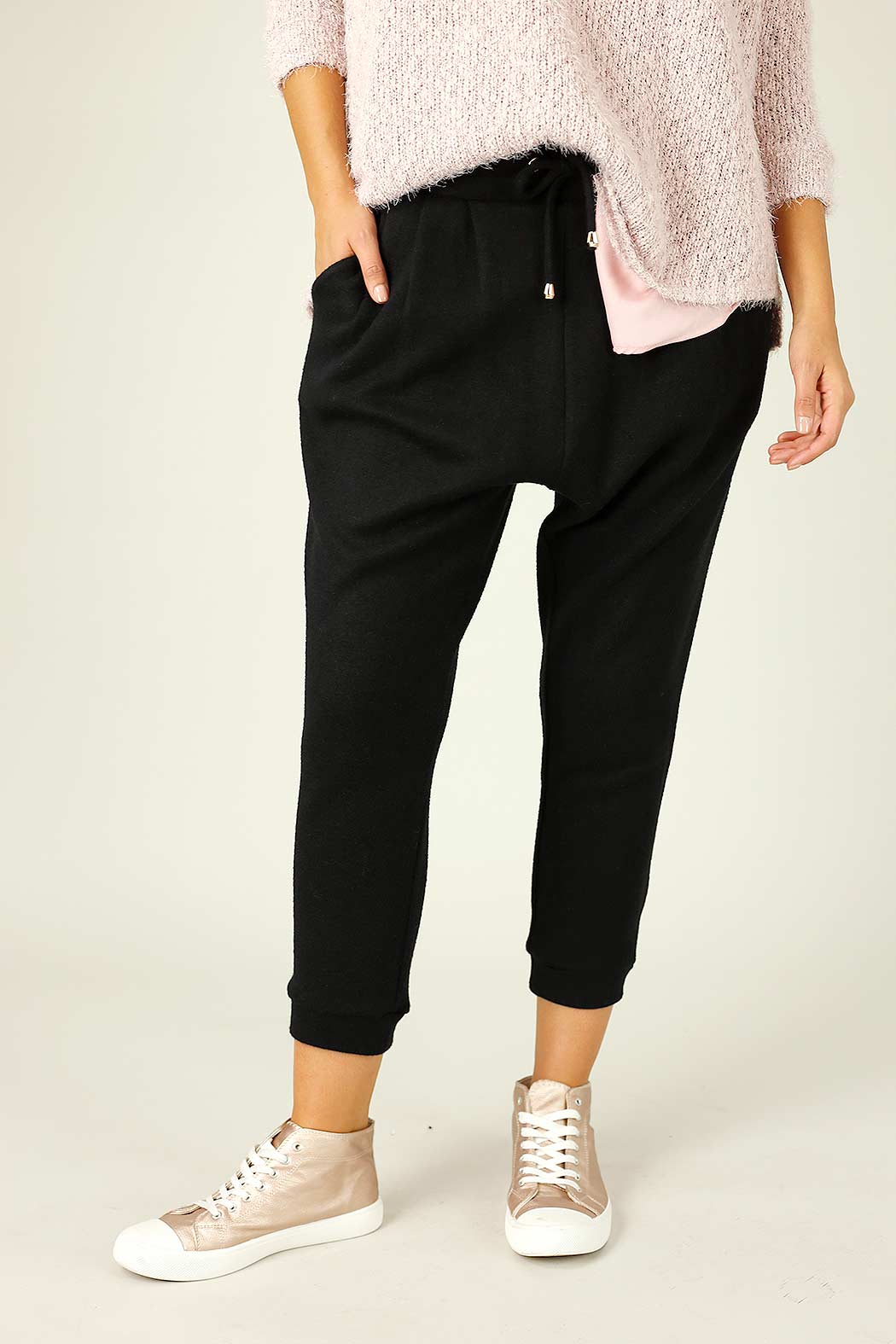 Black Lux Drawstring Slouch Pant - FINAL SALE